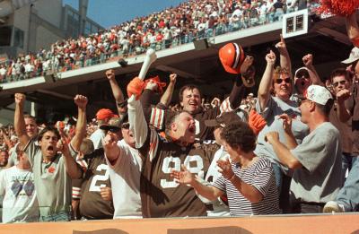 Browns Fans react after defeating the Steelers on September 17, 2000!